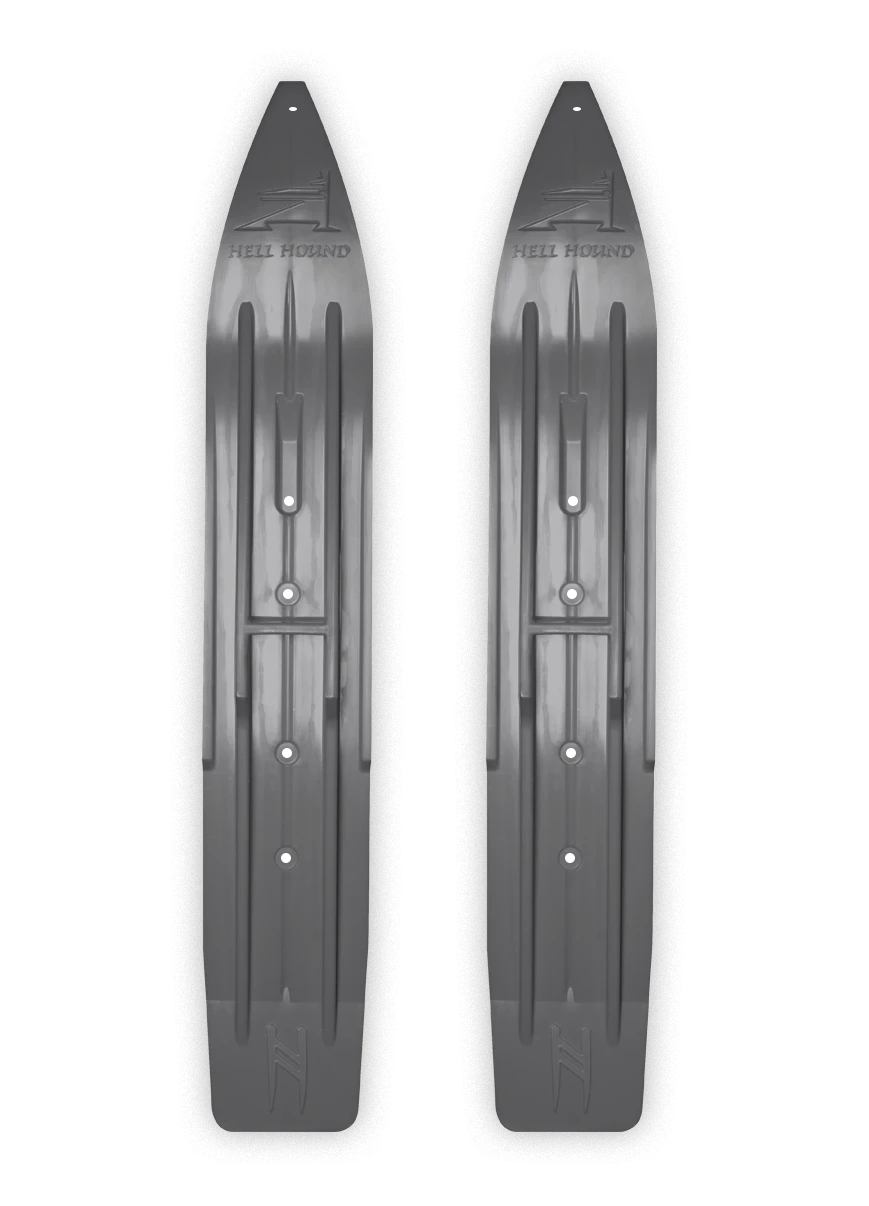 Pair Of Gray Slydog Hell Hound 7-1/4" Snowmobile Skis 1 Pair Of Gray Slydog Hell Hound 7-1/4" Snowmobile Skis