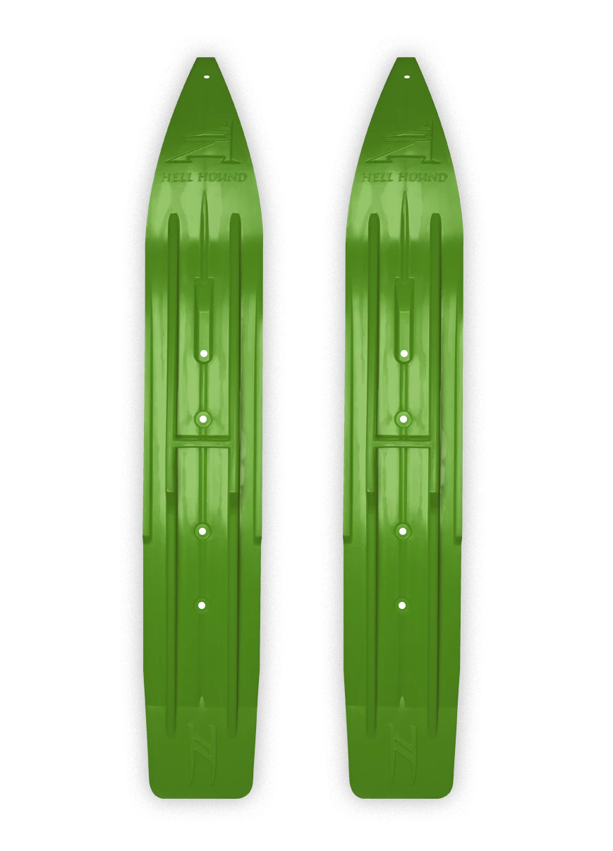 Pair Of Green Slydog Hell Hound 7-1/4" Snowmobile Skis