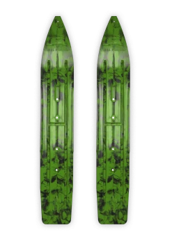 Pair Of Black/Green Multi Color Swirl Slydog Hell Hound 7-1/4" Snowmobile Skis