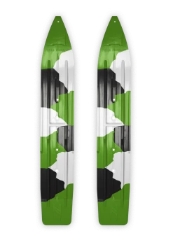 Pair Of Green/White/Black Urban Camo Slydog Hell Hound 7-1/4" Snowmobile Skis