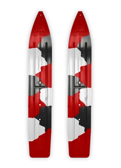 Pair Of Red/Black/White Urban Camo Slydog Hell Hound 7-1/4" Snowmobile Skis