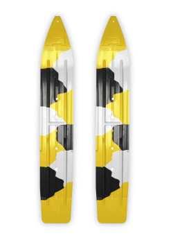 Pair Of Yellow/White/Black Urban Camo Slydog Hell Hound 7-1/4" Snowmobile Skis