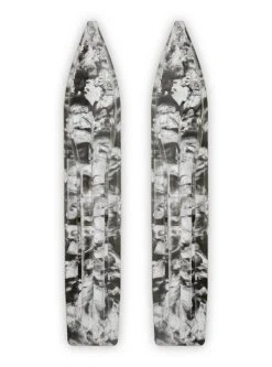 Pair Of Black/White Multi Color Swirl Slydog Powder Hound 8" Snowmobile Skis