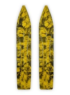 Pair Of Black/Yellow Multi Color Swirl Slydog Powder Hound 8" Snowmobile Skis