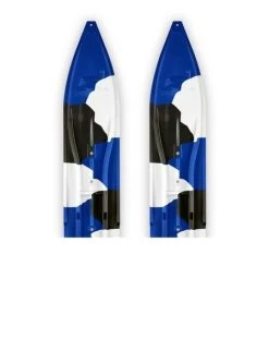 Pair Of Blue/White/Black Urban Camo Slydog Powder Hound 8" Snowmobile Skis