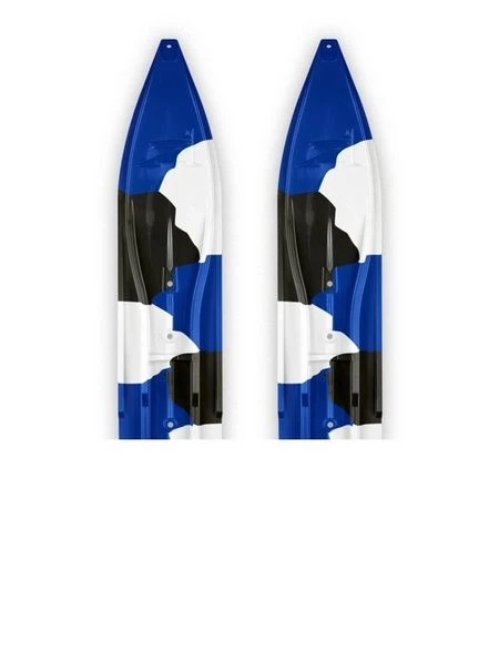 Pair Of Blue/White/Black Urban Camo Slydog Powder Hound 8" Snowmobile Skis