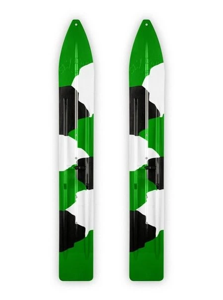 Pair Of Green/White/Black Urban Camo Slydog Trail 6" Snowmobile Skis