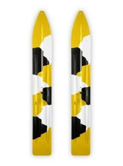 Pair Of Yellow/White/Black Urban Camo Slydog Trail 6" Snowmobile Skis