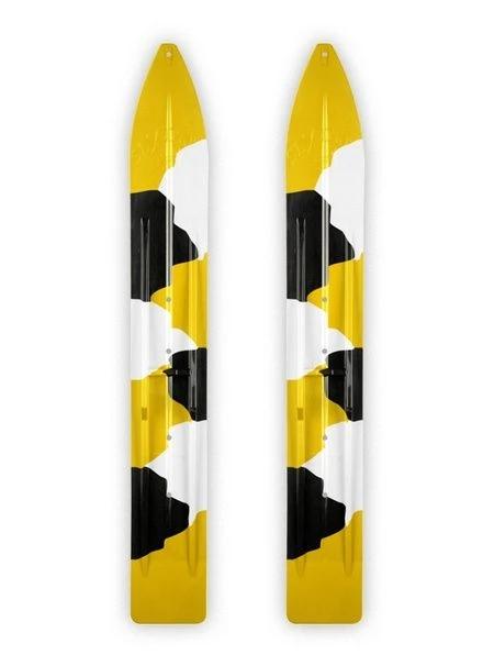Pair Of Yellow/White/Black Urban Camo Slydog Trail 6" Snowmobile Skis